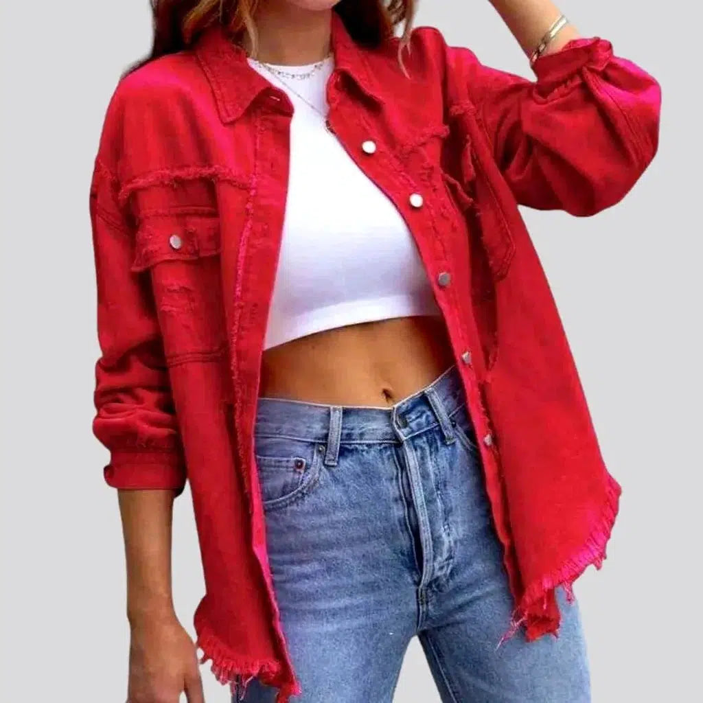 Women’s oversized coats for relaxed fashion -Cropped shirt-like denim jacket for ladies