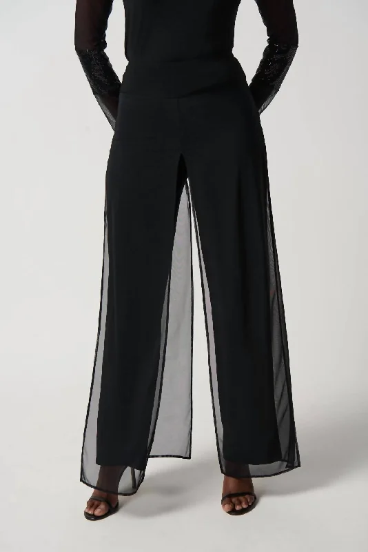 Women’s utility pants for practical fashion -Wide Leg Knit Pants In Black