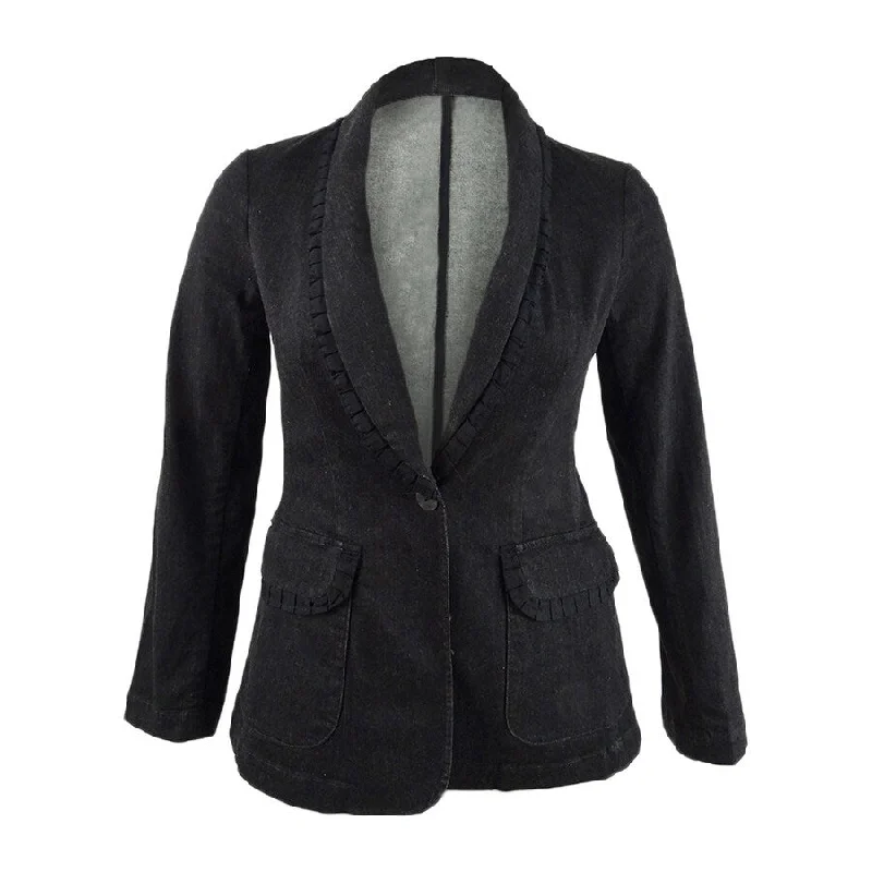 Women’s denim jackets for casual outfits -Nanette Lepore Women's Go Getter Ruffled Denim Blazer