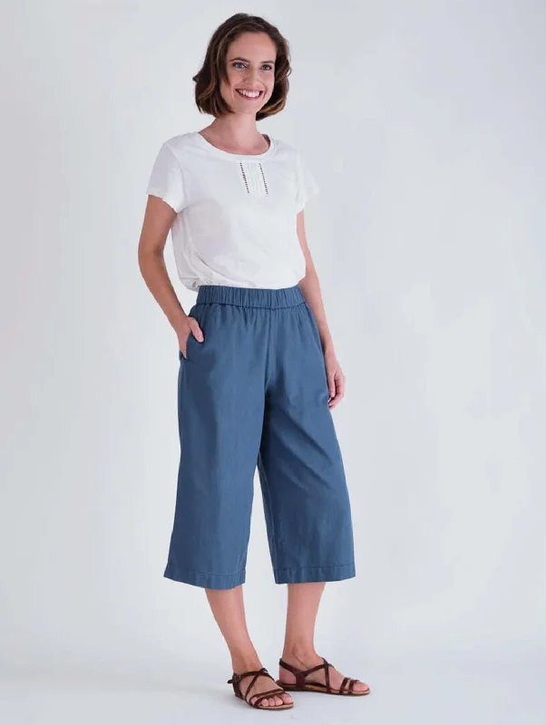 Women’s casual pants for weekend style -Mila Cotton Culottes | Denim