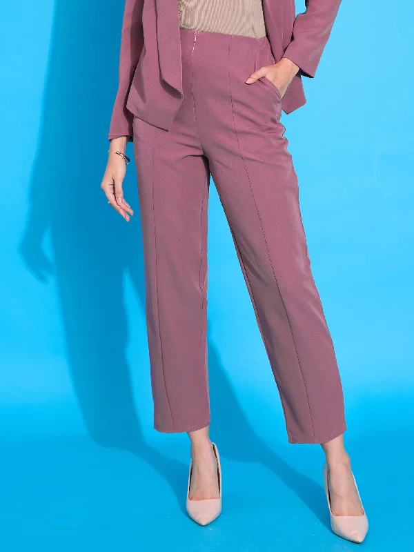 Women’s lounge pants for relaxing at home -Women Onion Pink Front Darted Balloon Fit Pants