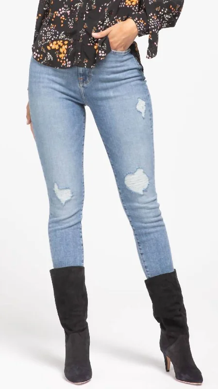 Women’s velvet leggings for evening style -High Waist Ankle Skinny Jean In Light Wash