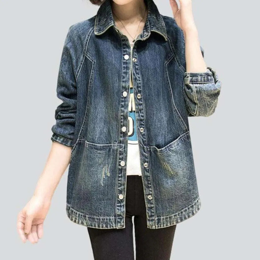 Women’s long coats for full coverage -Vintage denim jacket for women