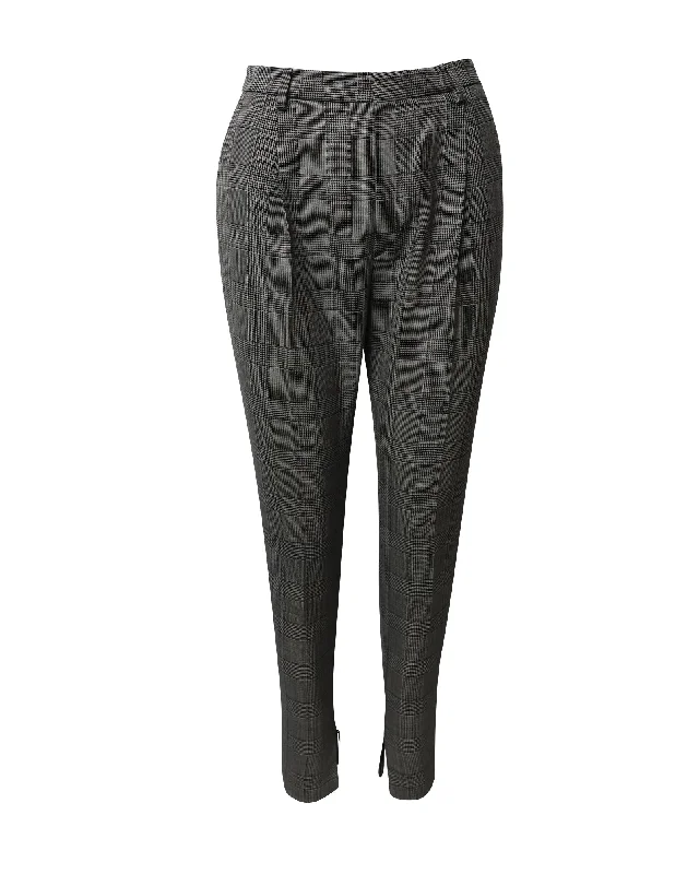 Women’s harem pants for boho chic look -Saint Laurent Checked Slim Trousers in Grey Wool