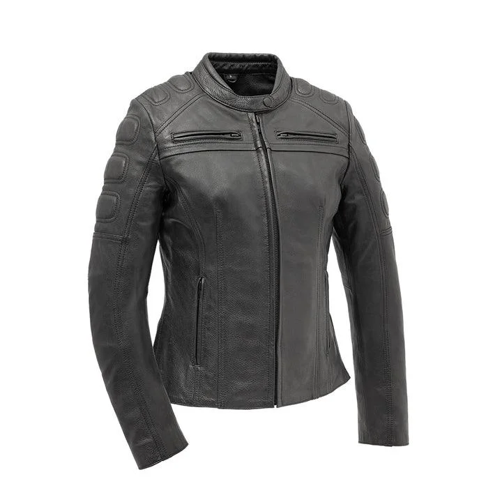 Women’s fleece-lined jackets for added warmth -Jewel - Women's Motorcycle Leather Jacket