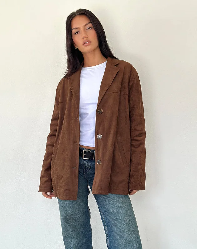 Women’s luxury coats for high-end fashion -Wita Jacket in Suede Brown