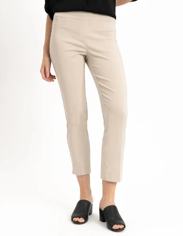 Women’s jogger pants for relaxed fit -Woven Pocket Ankle Pants In Cashew