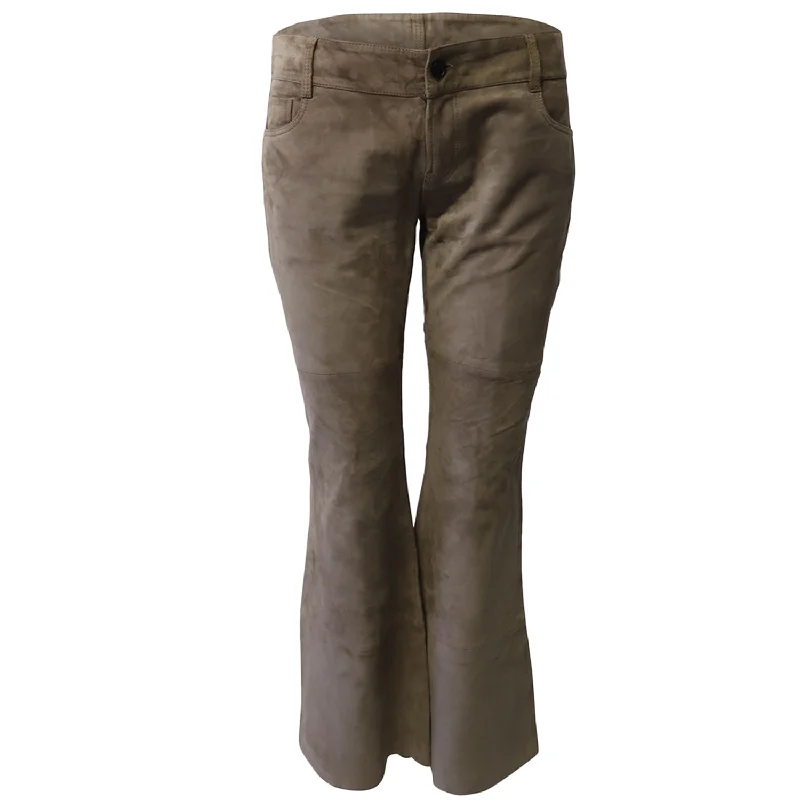 Women’s utility pants for practical fashion -Joseph Suede Bellbottom Pants in Brown Lambskin