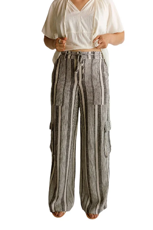 Women’s high-waisted leggings for flattering fit -Sunset Linen Pants In Striped