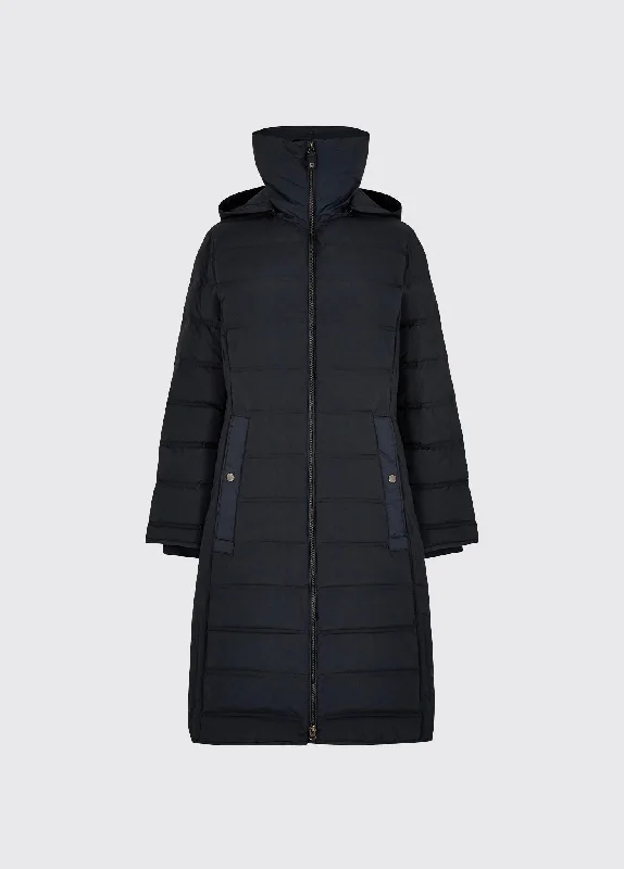 Women’s quilted parkas for winter protection -Meyers long length coat - Navy