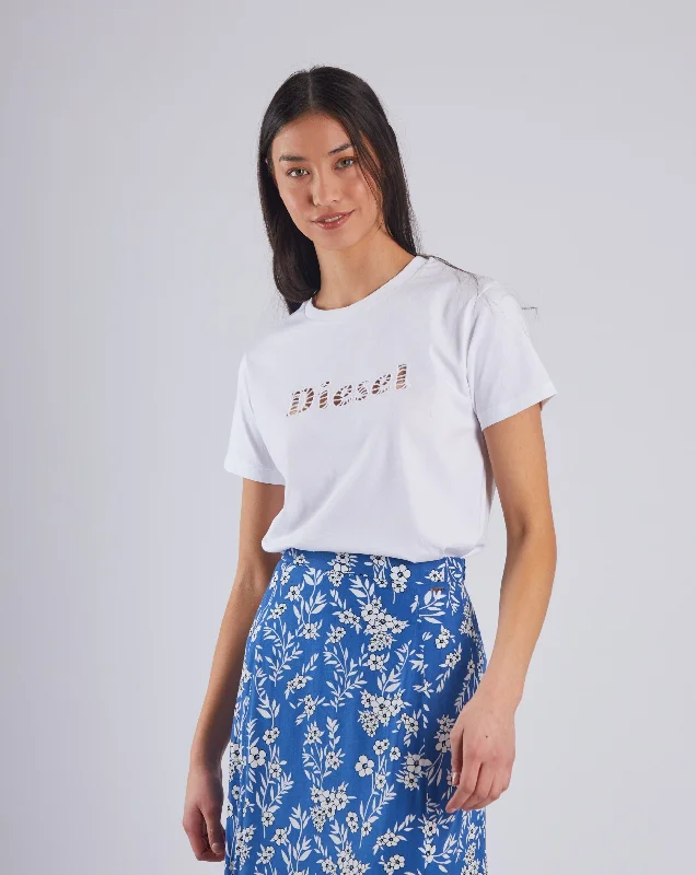 Women’s velvet tops for rich texture -Gerda Tee Dove White