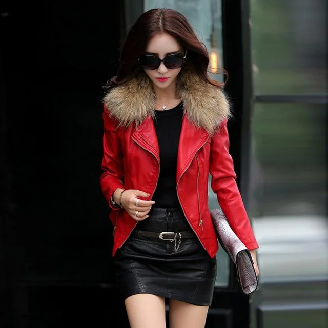 red  fur collar