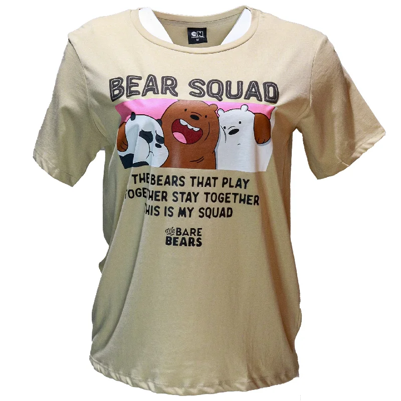 Women’s cargo joggers for street style -Beige We Bare Bears Printed T Shirt