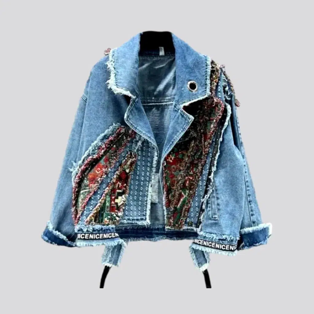 Women’s casual jackets for everyday style -Embroidered jeans jacket
 for ladies