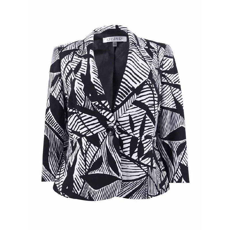 Women’s short coats for versatile wear -Kasper Women's Printed One-Button Blazer