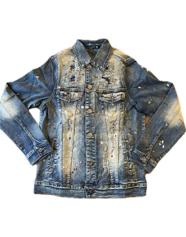 Women’s winter coats for cold weather -Distressed Denim Jacket  Stretchable