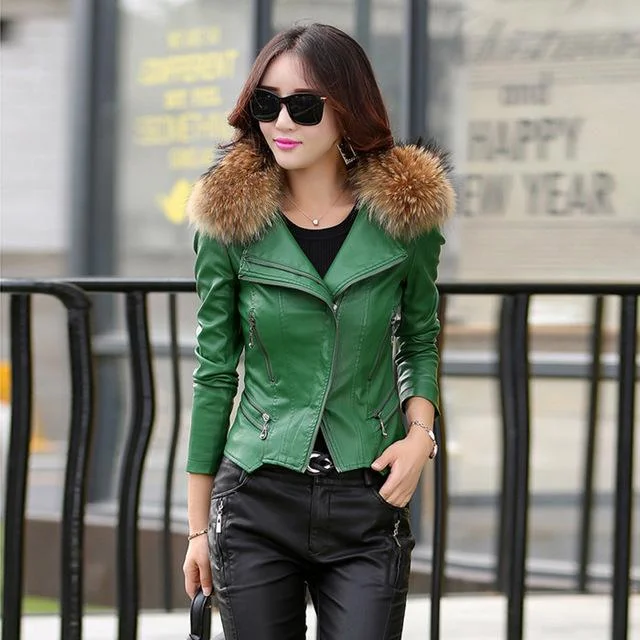 green  Fur collar