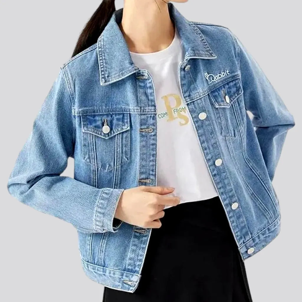 Women’s moto jackets for tough style -Light-wash 90s denim jacket for women