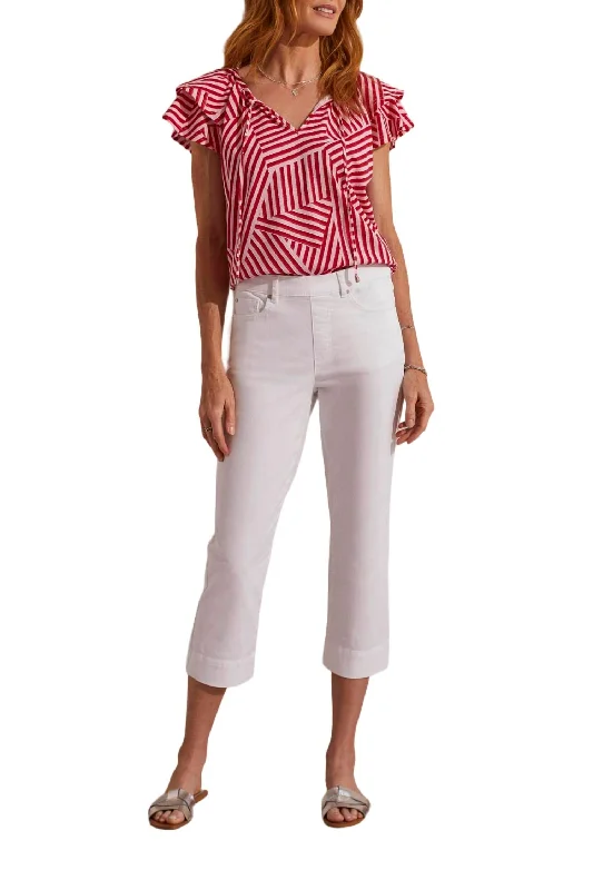 Women’s wide-leg pants for comfortable wear -5 Pocket Pull On Capri In White