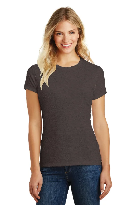 Women’s fleece tops for cozy comfort -District Womens Perfect Blend Short Sleeve Crewneck T-Shirt - Heather Brown - Closeout