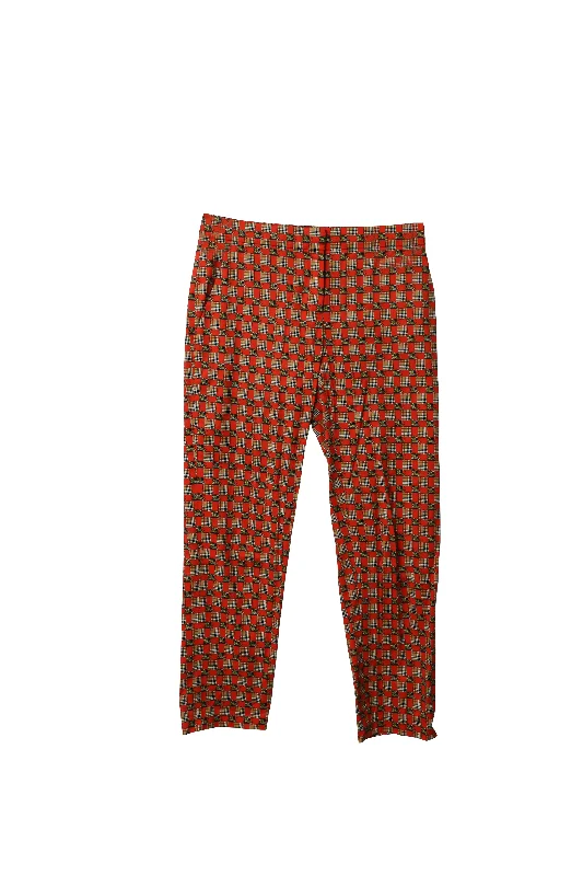 Women’s slouchy pants for relaxed comfort -Burberry Equestrian Check Print Stretch Cigarette Trousers in Multicolor Cotton