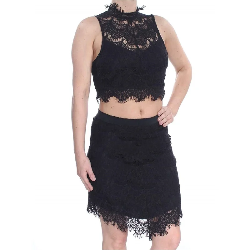 Women’s faux fur coats for animal-friendly fashion -Free People Womens Lace Set Skirt Suit