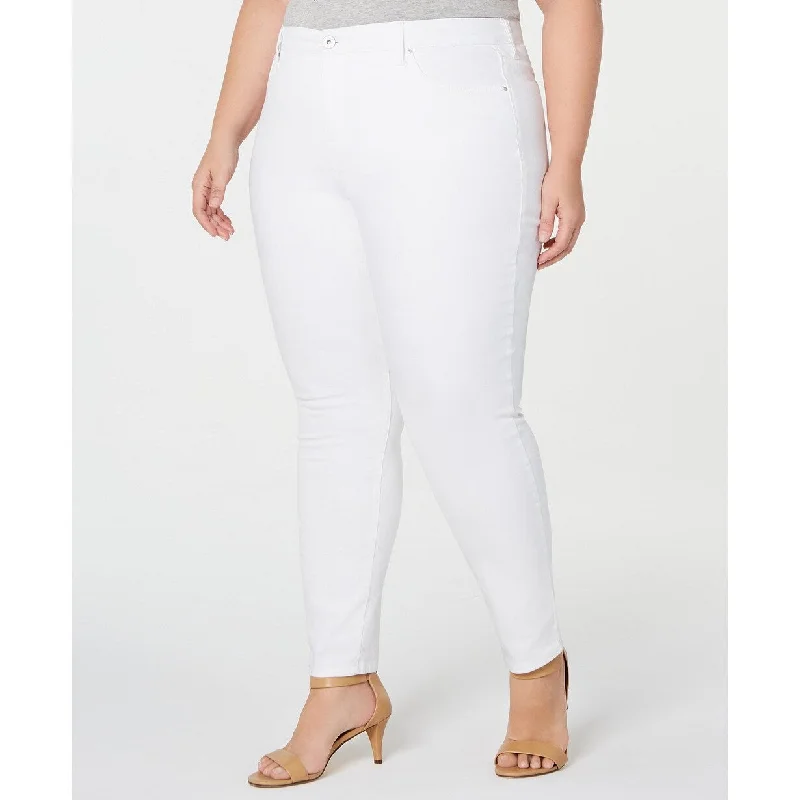 Women’s button-front pants for easy wear -Style & Co Plus Women's Size Tummy-Control Skinny Jeans White Size 18