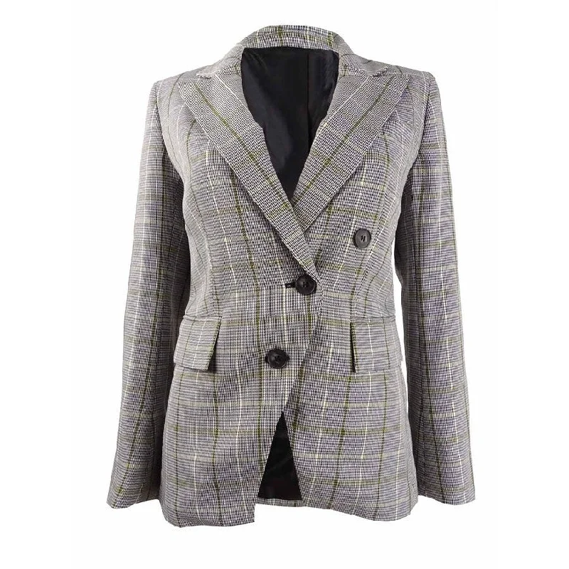 Women’s rain jackets for wet weather protection -Bar III Women's Faux-Double-Breasted Plaid Blazer