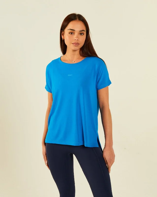 Women’s chiffon blouse tops for feminine elegance -Jade Tee Bali Blue