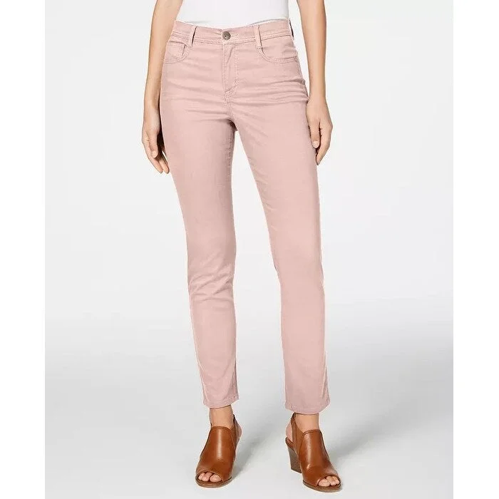 Women’s high-waisted leggings for flattering fit -Style & Co Women's Tummy Control Skinny Jeans Pink Size 14 Petite - 14 Petite