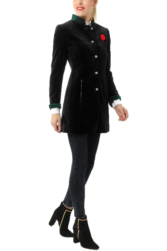 Women’s stylish rain jackets for wet days -Long blazer from black velvet