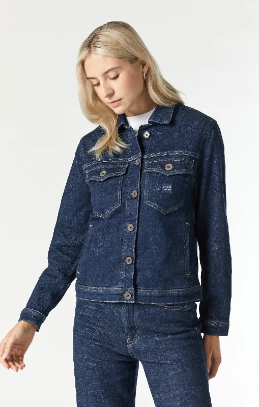 Women’s jean jackets for casual chic -MELLIE DENIM JACKET IN DEEP HEMP