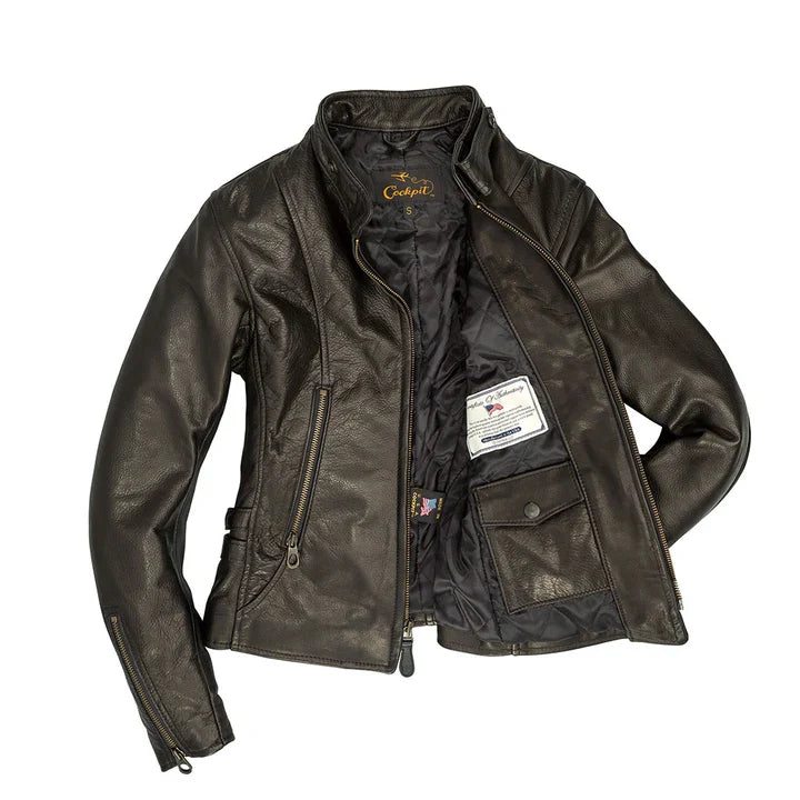 Women’s car coats for classic silhouette -Cockpit USA Women's Cafe Racer Motocross Jacket W71X001