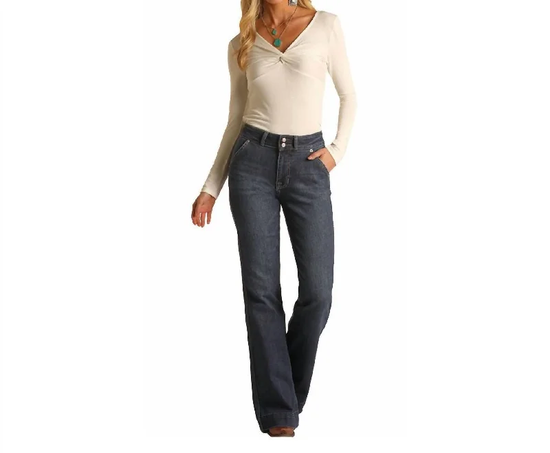 Women’s maternity pants for comfortable fit -High Rise Denim Trouser Jeans In Dark Wash