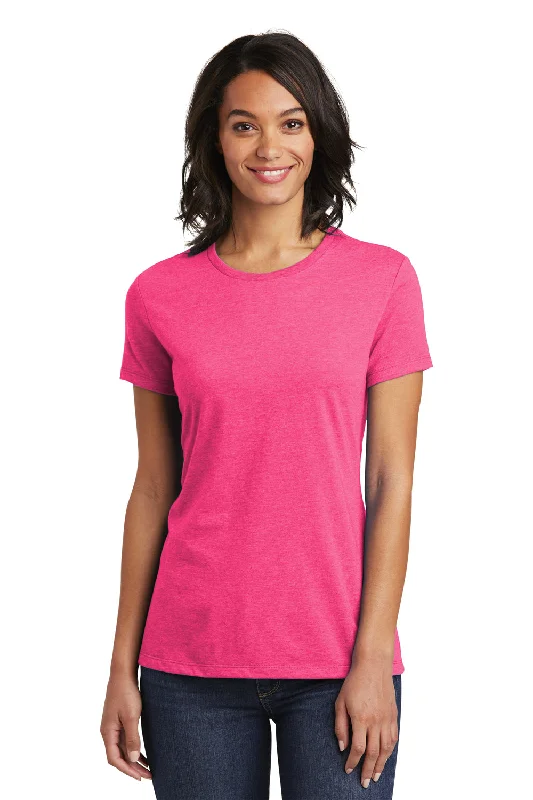 Women’s casual tops for everyday wear -District Womens Very Important Short Sleeve Crewneck T-Shirt - Fuchsia Pink Frost - Closeout