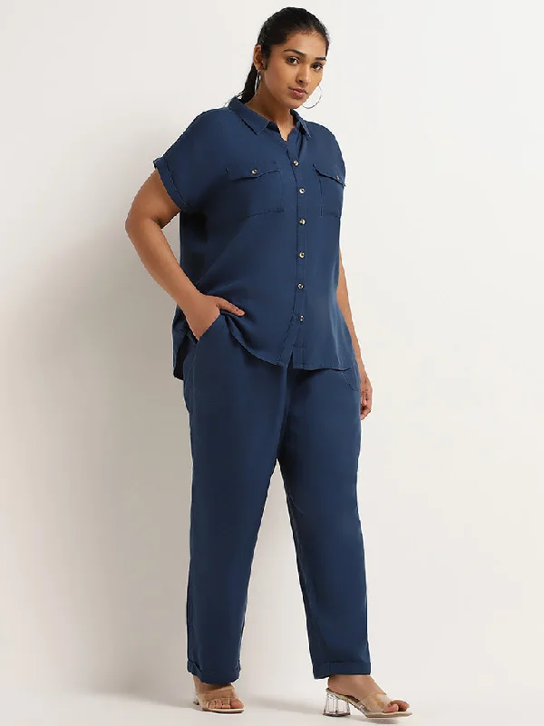 Women’s slouchy pants for relaxed comfort -Gia Blue Mid Rise Straight Pants