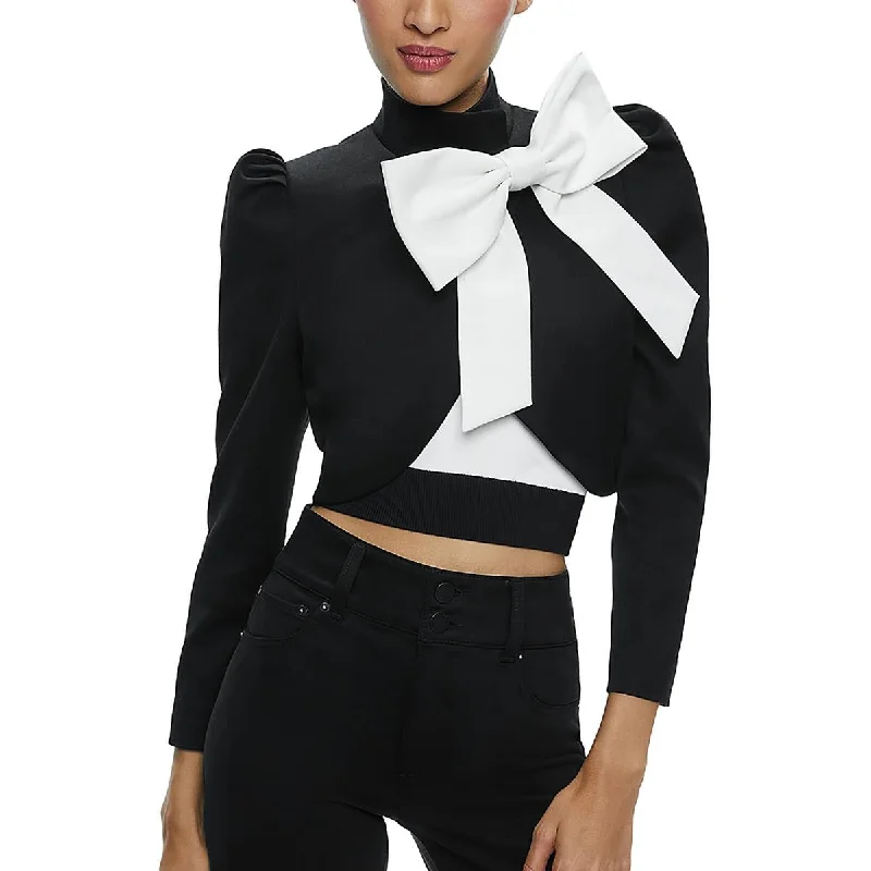 Women’s structured blazers for office wear -Womens Bow Cropped Bolero