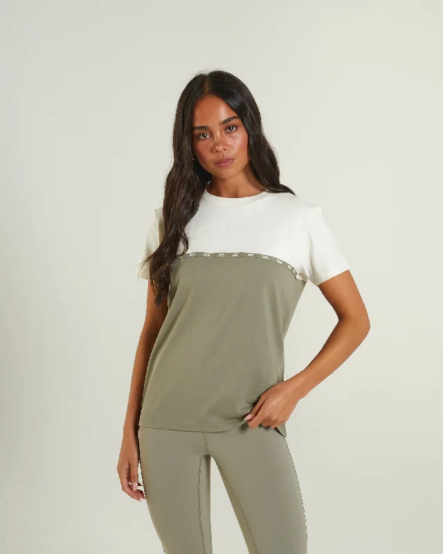 Women’s striped blouse tops for office wear -Sandy T-Shirt Dusty Sage