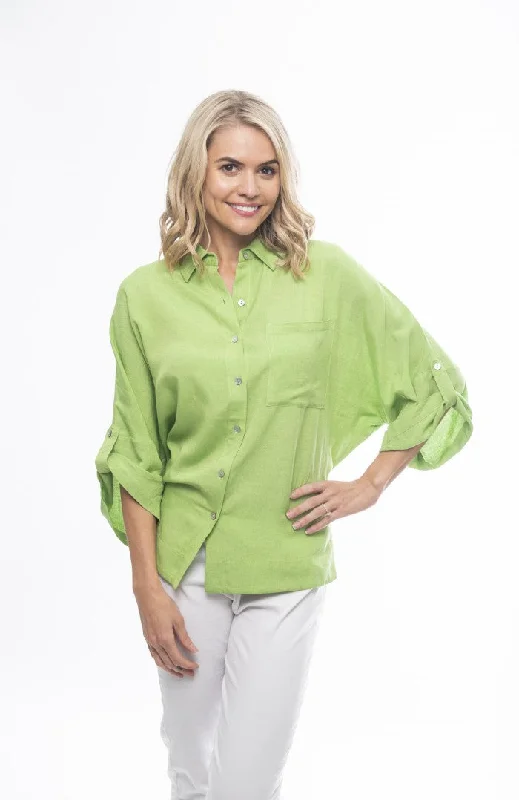 Women’s smock tops for stylish comfort -Orientique Linen Blend Shirt