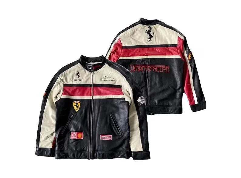 Women’s softshell jackets for outdoor wear -Ferrari Premium Racing Moto Leather Jacket