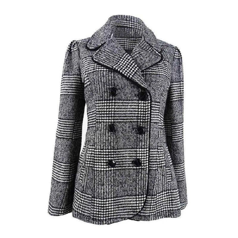 Women’s oversized jackets for comfortable wear -Maison Jules Women's Plaid Peacoat Jacket