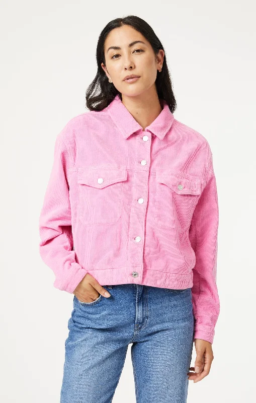 Women’s military-inspired jackets for rugged charm -MAREN CROP JACKET IN PINK CORD