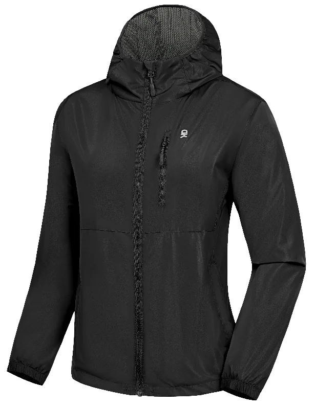 Women’s short coats for versatile wear -Women's Water Resistant Breathable Ripstop Light Jacket with Hood