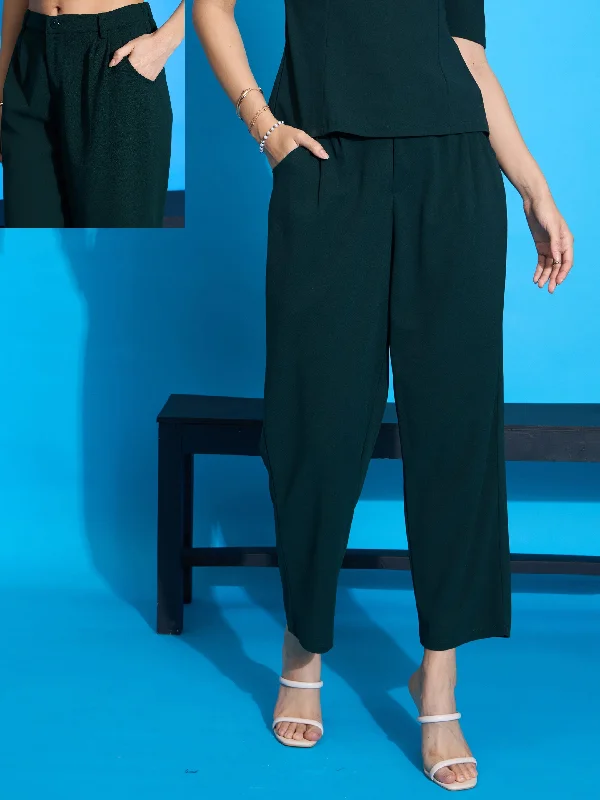 Women’s corduroy pants for winter style -Women Emerald Knit Tapered Pants