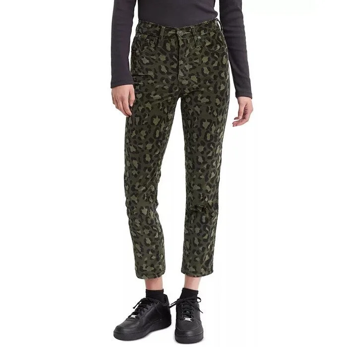 Women’s velvet pants for luxurious feel -Levi's Women's Limited 724 Printed Cropped Straight Leg Jeans Green Size 32