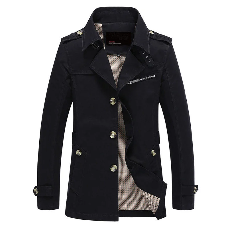 Women’s military jackets for stylish utility -Men Jacket Coat Long Section Fashion Trench Coat Jaqueta Masculina Veste Homme Casual Fit Overcoat Jacket Outerwear 5XL