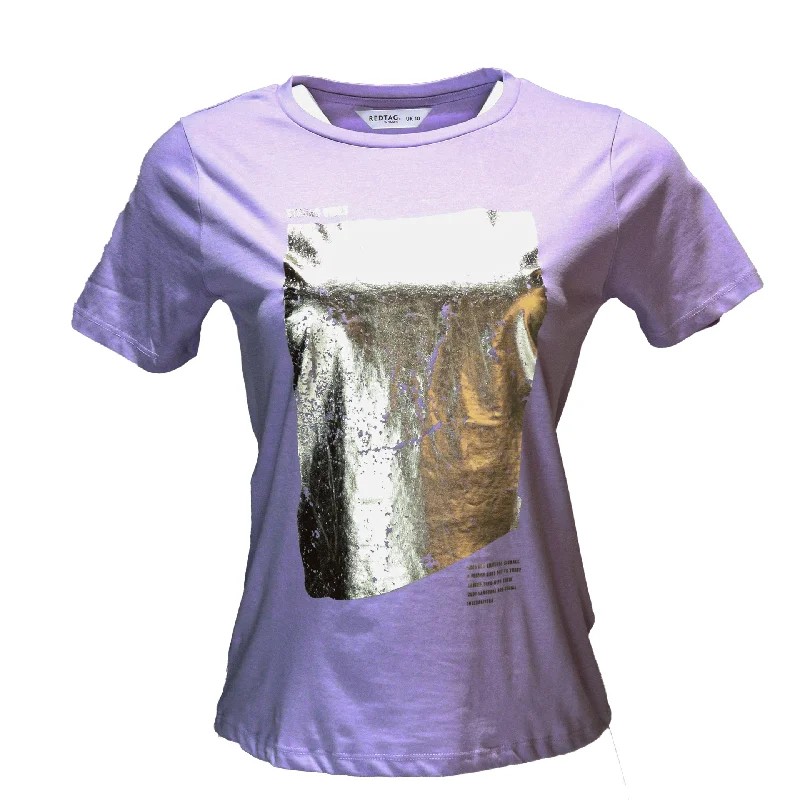 Women’s plaid pants for preppy fashion -Lilac Foil Printed T Shirt