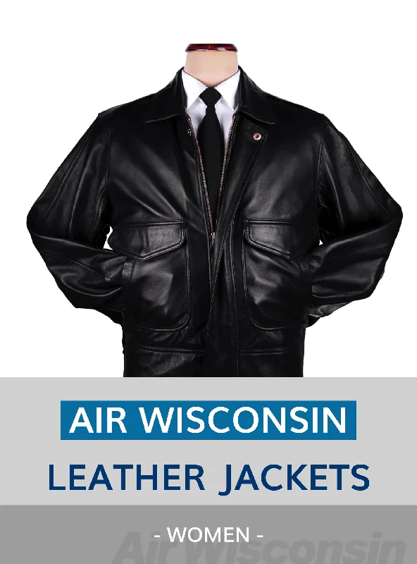 Women’s double-breasted coats for structured look -AIR WISCONSIN UNIFORM LEATHER JACKETS WOMEN