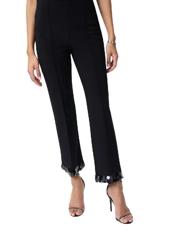 Women’s black pants for office wear -Sequin Trim Pants In Black