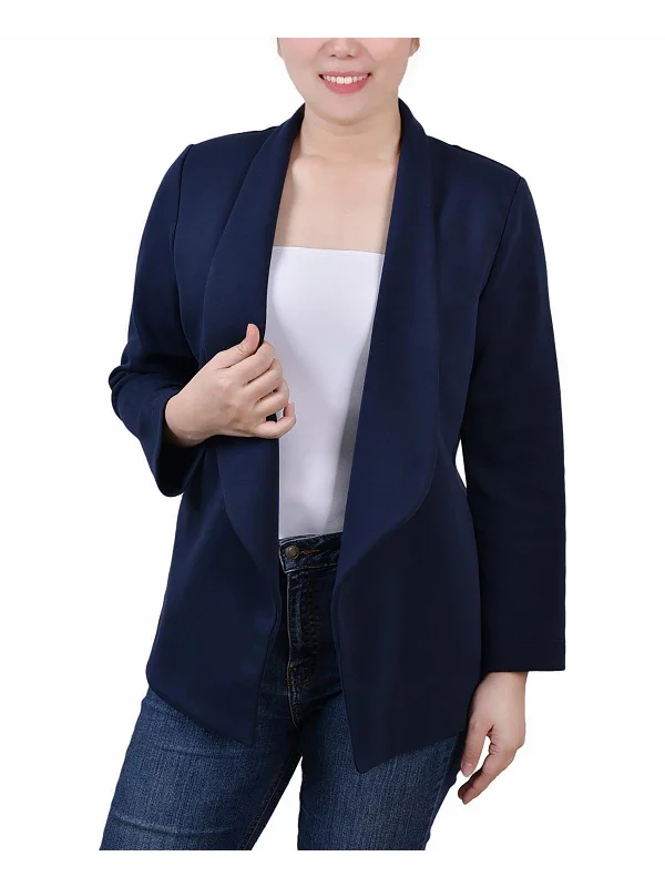 Women’s kimono coats for flowy elegance -Petites Womens Drapey Business Open-Front Blazer